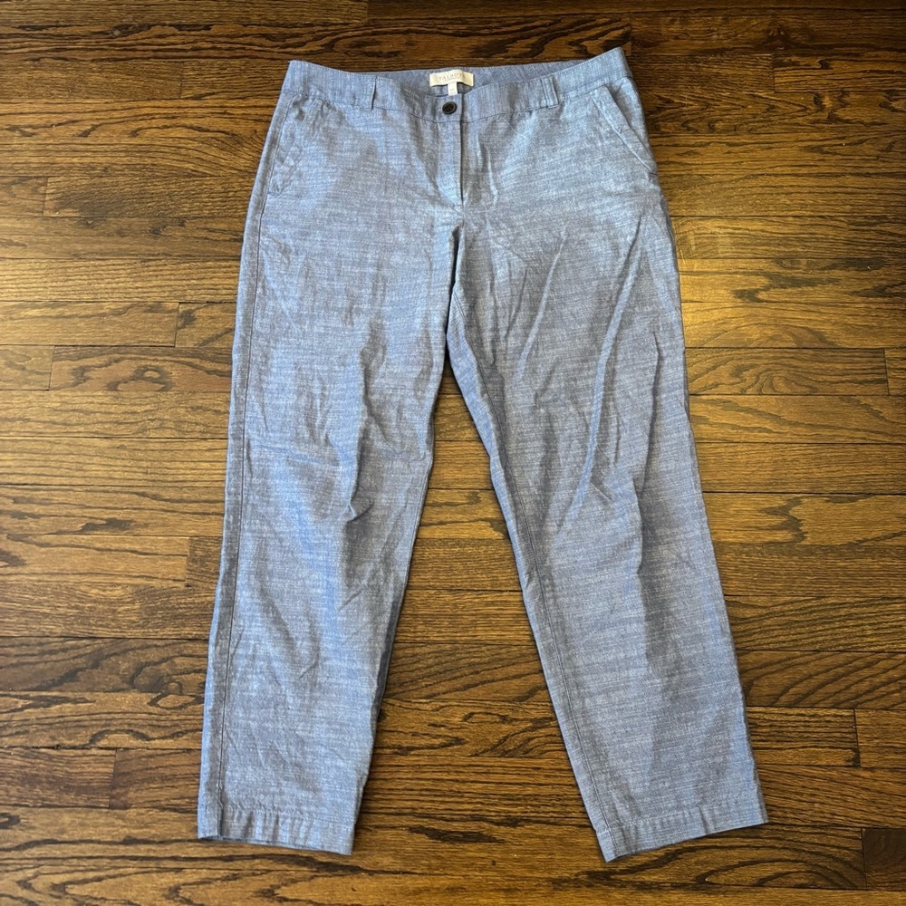 Talbots Petite Blue Cotton Casual Straight Leg Pants